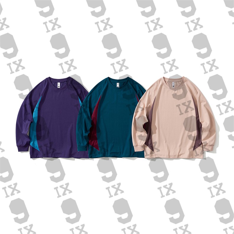 9IX蓝朋友/山系户外速干长袖拼接小圆领秋季打底情侣款长袖GA-597，男装T恤，电商基地S007