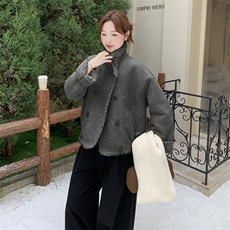 210-3290-P195-288皮毛一体双排扣加厚2025年冬季，女装短外套，浙宝210（原浙宝191）