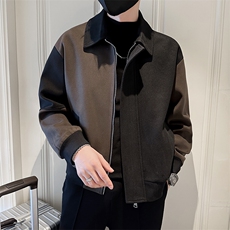 男新款呢子大衣秋冬妮子毛呢拼色宽松夹克外套A236-JK-3058-P135，男装夹克，电商A236