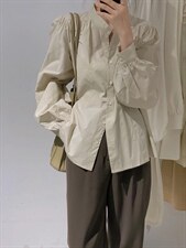 立领衬衫，女装衬衫，驿谷