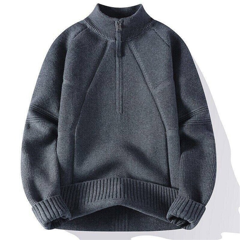 76321-P70春装休闲半高领毛衣男针织打底衫半拉链纯色外套，男装针织衫/毛衣，电商D310B