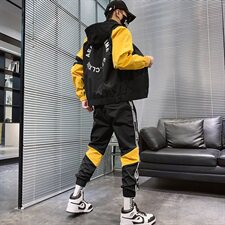 春季新款运动套装男休闲裤外套连帽夹克两件套CYTZ17，男装套装，电商A128