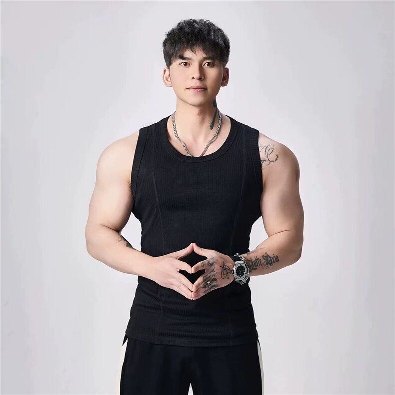 弹性健身运动无袖T恤螺纹背心重磅弹力透气男款打底t恤BX14P22,男装背心/马甲,电商D256-1(原A064-1)