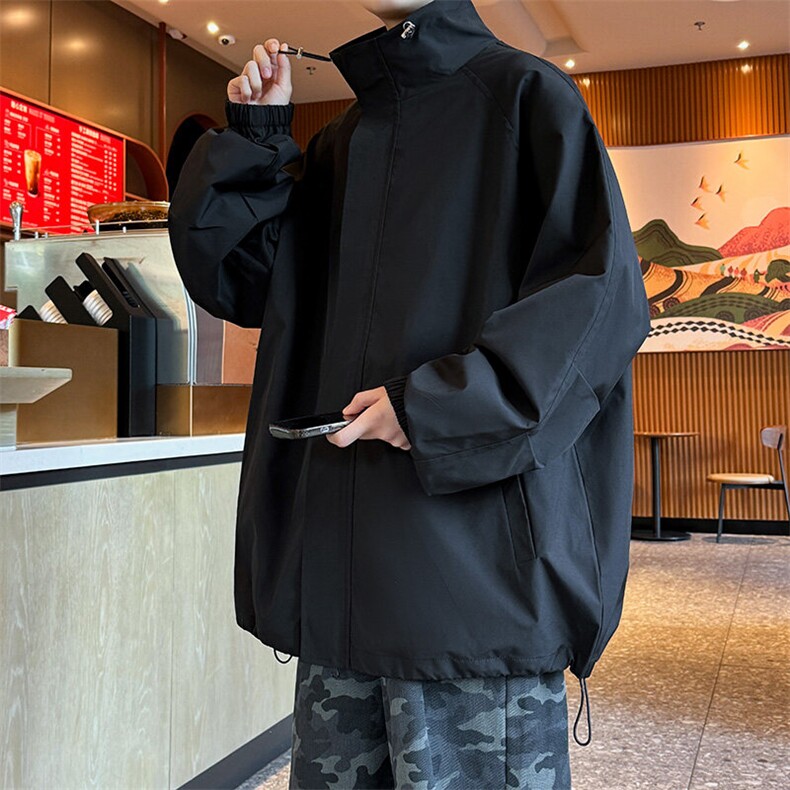 JK5002/P65春装新款个性简约纯色立领夹克男潮流飞行员上衣外套，男装夹克，电商A141