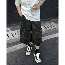 N143-P58控78夏季迷彩宽松直筒七分休闲裤，男装休闲裤，电商B327