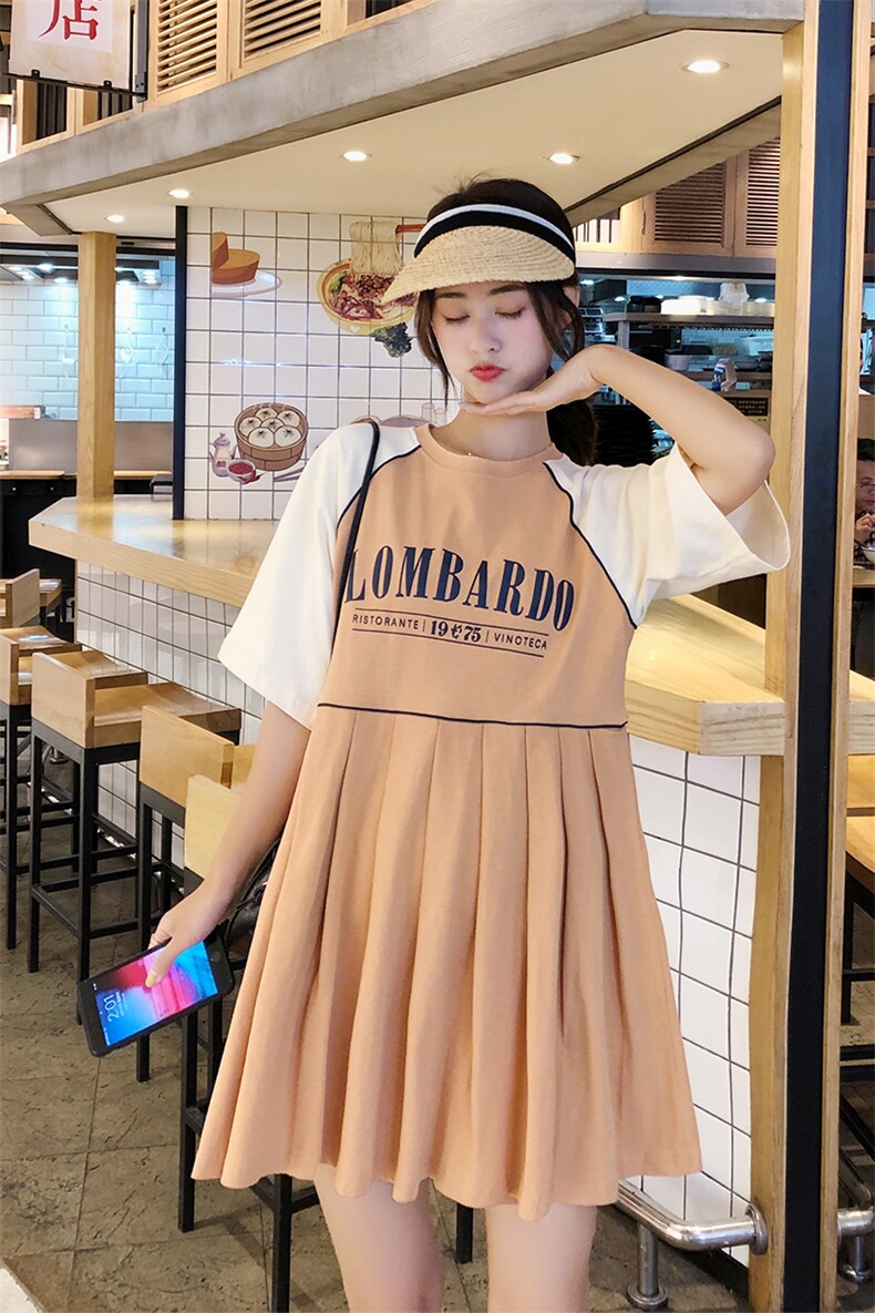 现货2021夏季新款印花字母T桖连衣裙浙宝292A货号T032,女装连衣裙,时倾STUDIO