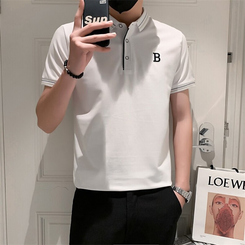 3032-P40刺绣衫男精神小伙短袖t恤网红同款半袖体恤,男装Polo衫,电商D310B