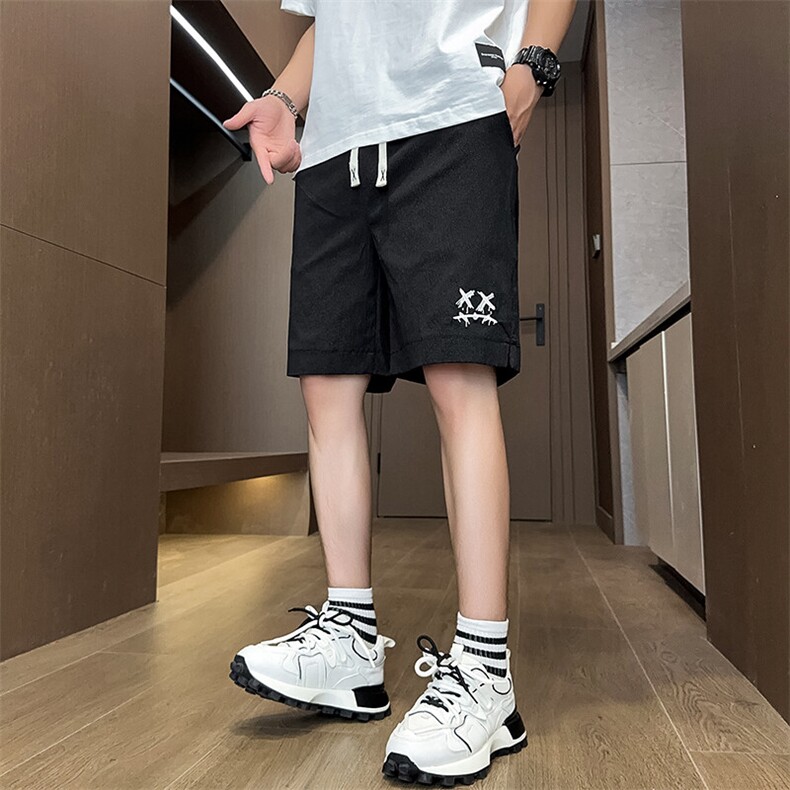 泡泡格夏季新款水洗刺绣短裤男休闲宽松五分裤沙滩裤-DK03-P27,男装牛仔裤,星座310B-3