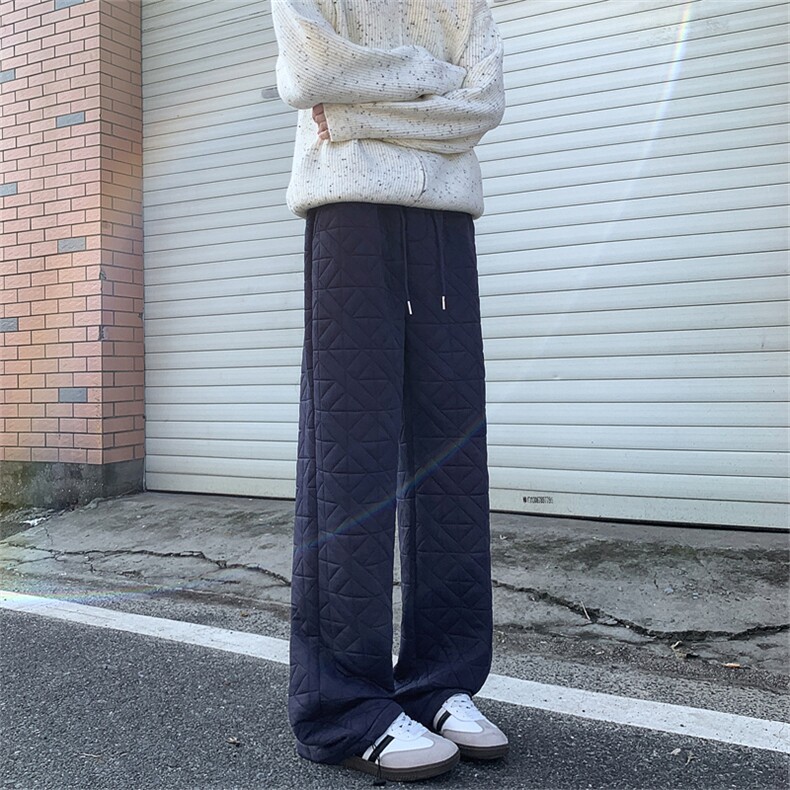 XZ-221-1/K1300/P55控78冬季保暖夹棉菱形格棉裤宽松直筒休闲长裤,男装休闲裤,星座221-1