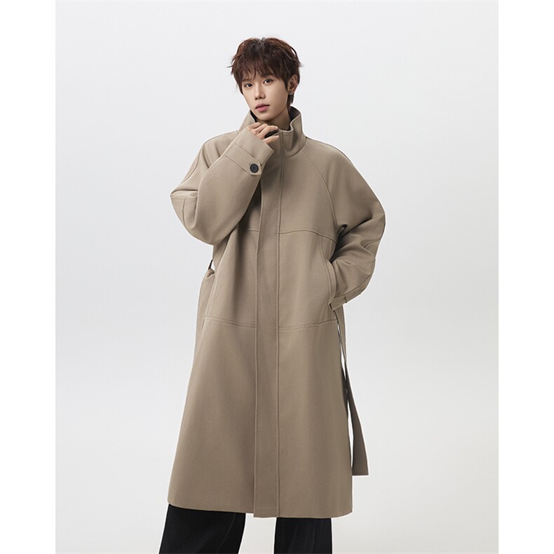 直播秋冬新款男士中长款风衣过膝风衣韩版韩系大衣82567P125，男装风衣，电商B289-1