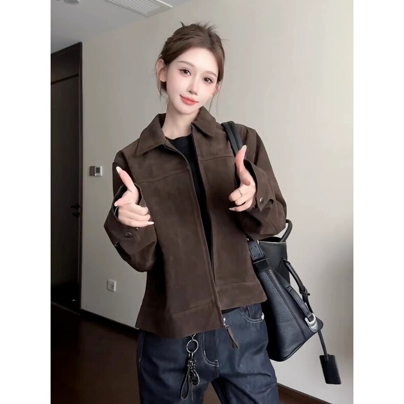 高级感机车皮衣外套男立领春秋2025新款男士宽松大码美式复古潮牌图片
