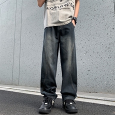 夏季美式高街设计感宽松直筒牛仔裤男潮牌阔腿裤子N979-P55，男装牛仔裤，星座208-5