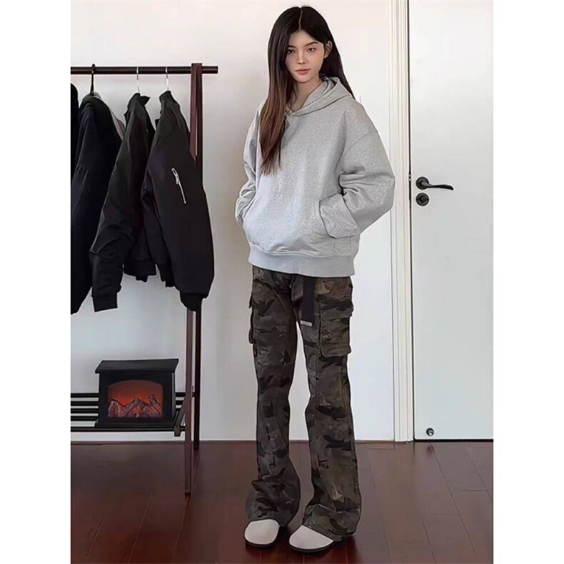 ahcn迷彩工装裤男款痞帅美式高街修身显瘦裤子cleanfit弯刀微喇裤,男装休闲裤,星座1008