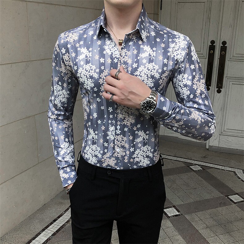 312A-5-280-P55长袖高级感秋季休闲英伦发型师韩版纯色男士衬衣,男装衬衫,星座312A-5