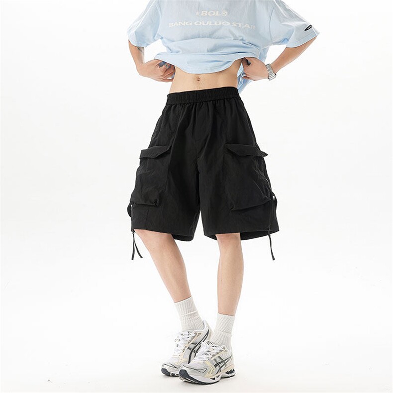 DK8029-P55控78高质量工装短裤潮流拉链织带百搭大码休闲裤，男装牛仔裤，电商A059