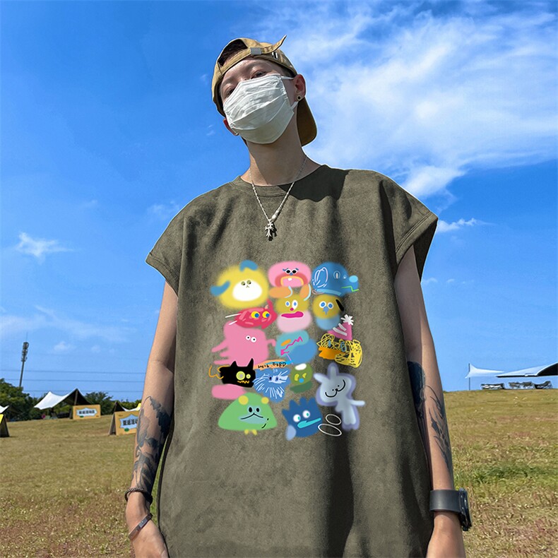 量大优供视频得物直播品230克夏季麂皮绒背心无袖T恤BJ353，男装背心/马甲，电商A486