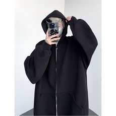 65棉420g重磅开衫连帽纯色卫衣全铜双拉链头KS08-P65，男装卫衣，星座201-4