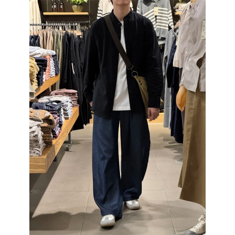 长袖立领仿麻休闲衬衫1302-GC67-P40控68成分100棉,男装衬衫,星座1302