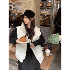韩系保暖立领棉服马甲外套女夏季2025新款宽松中长款复古叠穿马夹，男装背心/马甲，星座1210-1