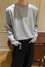 2026春季新款螺纹拼接圆领宽松长袖T恤男女美式5Q3053-TP2849，男装T恤，电商A102
