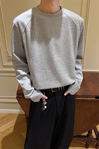 2026春季新款螺纹拼接圆领宽松长袖T恤男女美式5Q3053-TP2849图片