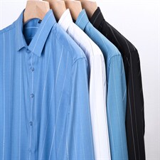 春秋季衬衫男长袖中年2023新款休闲商务高端冰丝条纹衬衣男，男装卫衣，电商B212（原钱塘6029）