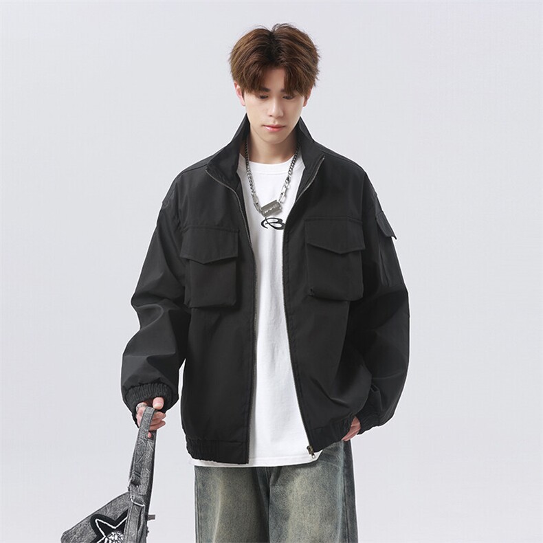 春季新款港风美式多口袋宽松潮流立领夹克XZ213-JK5555-P70控108,男装夹克,星座213