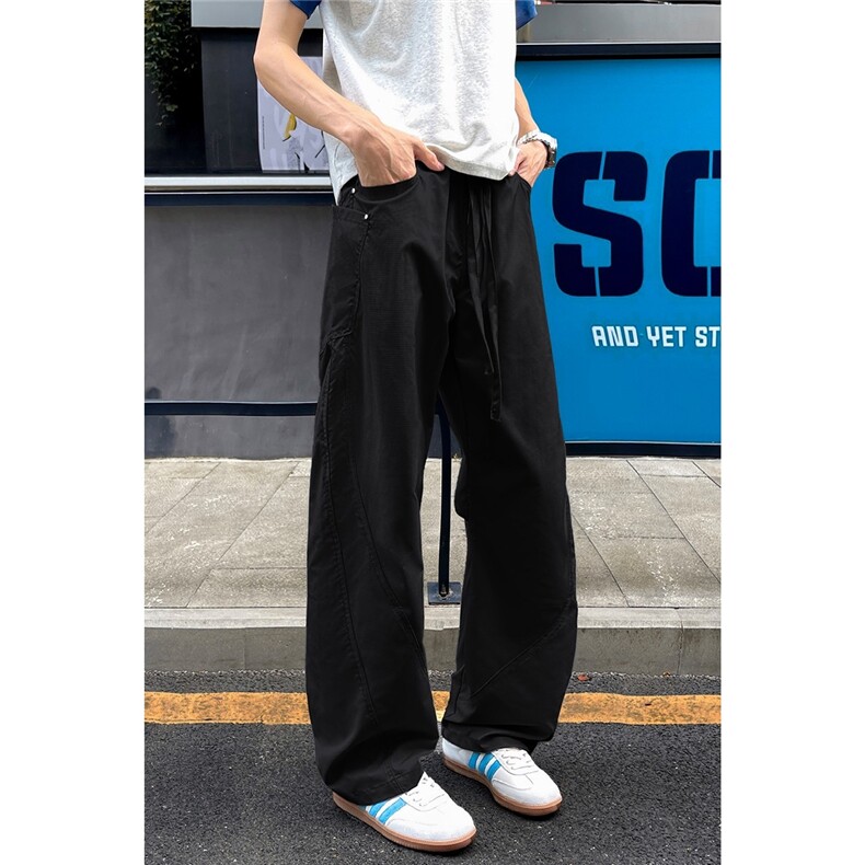 2026春季新款拼接防风防水宽松运动时尚弯刀裤男K5780特P35控68,男装休闲裤,电商A001