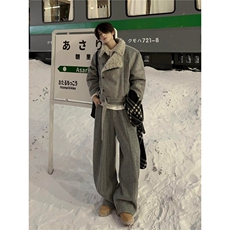 美式复古短款羊羔绒棉服高级感男装冬装外套不臃肿座山雕毛领棉衣，男装棉衣，星座813-2