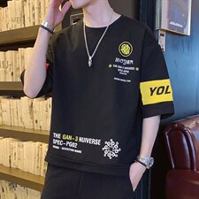短袖t恤男宽松大码夏装潮牌休闲印花体恤衫DT05P30，男装T恤，电商A086