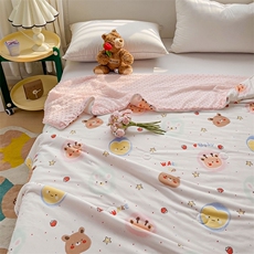 新款A类凉感丝冰豆豆夏凉被小清新花卉卡通系列，被套/被芯，一起卖家纺