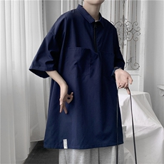 2025夏装工装衬衫男士短袖衬衣宽松休闲衬衫C203P35蓝，男装T恤，电商C323
