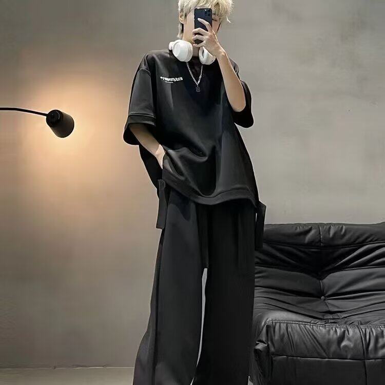 短袖T恤长裤运动休闲套装男士夏季新款情侣宽松潮流两件套，男装休闲套装，星座1210-1