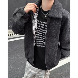 毛呢短款男秋款肌理外套 W9338 P100图片