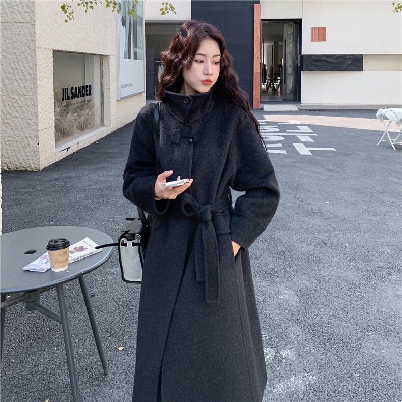 【】新品高级双面羊毛大衣长款2C081-8311P295K458,女装毛呢外套,2C081