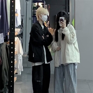 美式复古廓形短款立领加厚飞行员棒球服外套夹克春秋情侣款图片