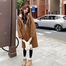 【首-发新款】羊羔毛帽子可脱卸皮毛一体外套212-1850款P195-K279，女装羊羔毛/颗粒绒，浙宝285（原212）