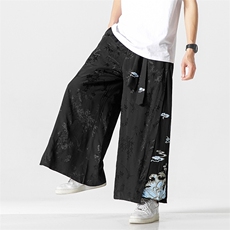 2025夏风男装冰丝唐装汉服重工刺绣休闲裤阔腿裤棉麻D533/P85，男装民族服装，星座206（原A221）