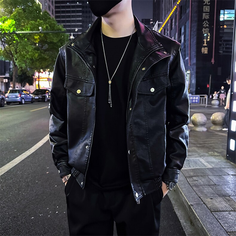 机车立领皮衣外套男潮流高级感PU皮夹克外套A368-P3310-P128,男装夹克,电商A368