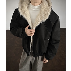 现货螺纹拼接座山雕棉服美式连帽重磅情侣外套A170-M911-P138，男装棉衣，电商A170