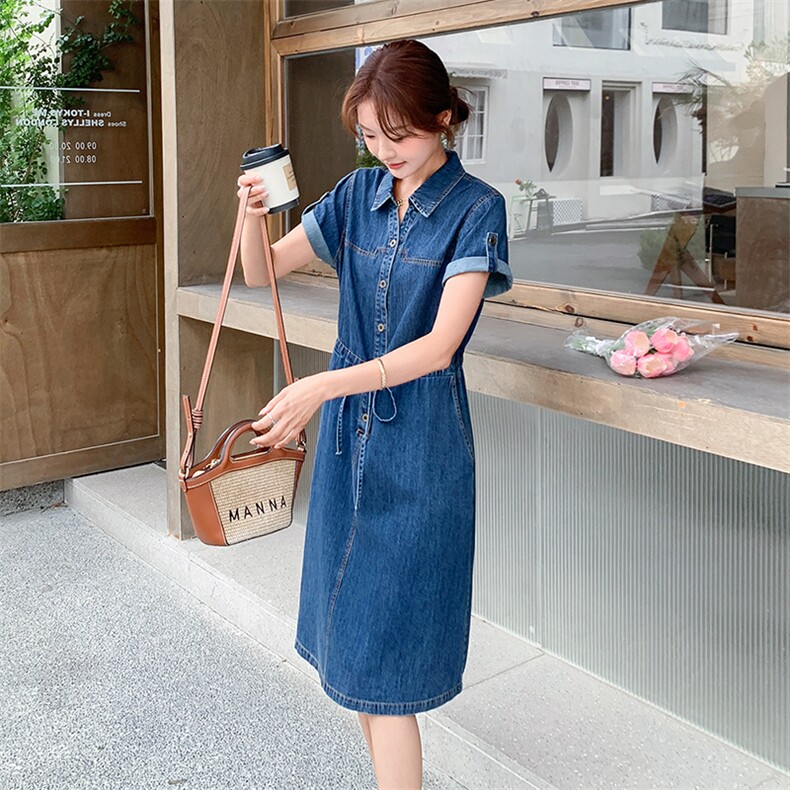 2025年夏季休闲宽松牛仔连衣裙，女装连衣裙，浙宝二楼018