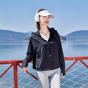 连帽防晒衣罩衫女2025夏季新款防紫外线冰丝凉感薄款骑车短款外套图片