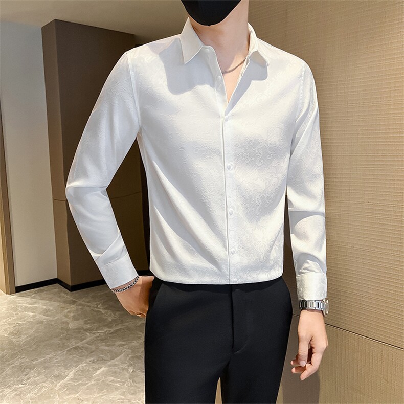 白社会小伙店主风男士秋冬暗花长袖衬衫301A-1/CS510/P55,男装衬衫,星座301A-1
