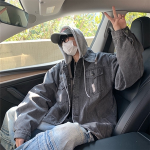 美式牛仔夹克男装秋季高街hiphop港风外套复古潮牌上衣JK556-P75图片