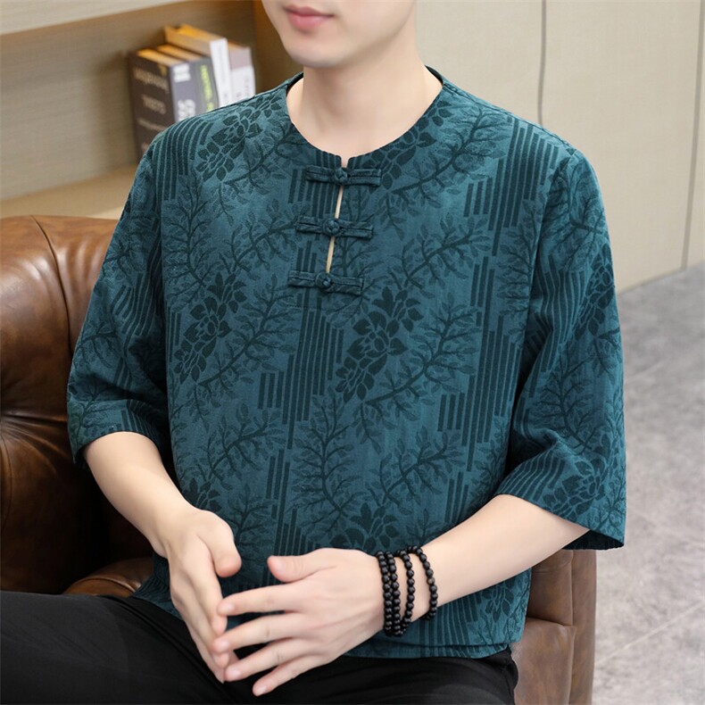 507A-T018-P55风夏季短袖男士棉麻T恤百搭休闲外套,男装T恤,星座507A（原星座306B-2）
