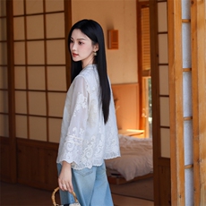 天丝短外套女2025夏装新款刺绣洋气高级感防晒衣九分袖小衫，女装短外套，2C091