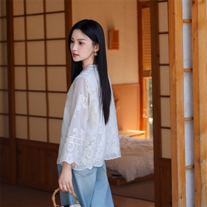 天丝短外套女2025夏装新款刺绣洋气高级感防晒衣九分袖小衫图片