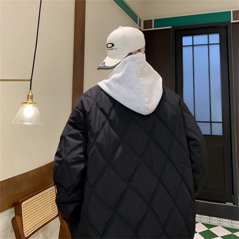 菱格加棉夹克外套男冬季美式复古棒球服棉衣潮牌情侣百搭加厚棉服,男装夹克,星座302B