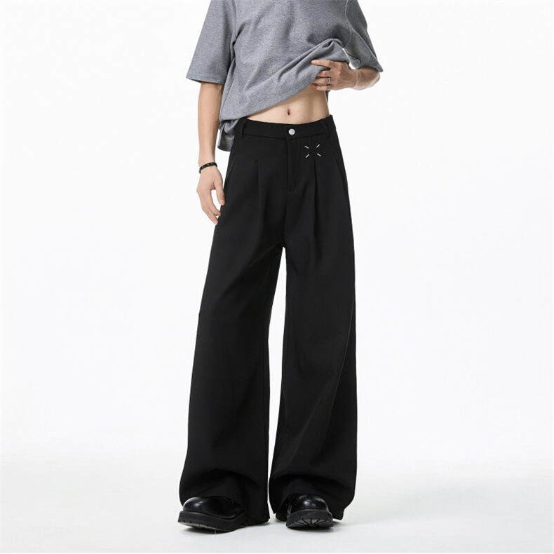 cleanfit黑色西裤男春季潮牌高级感休闲裤垂感宽松阔腿西装长裤子，男装休闲裤，电商B313