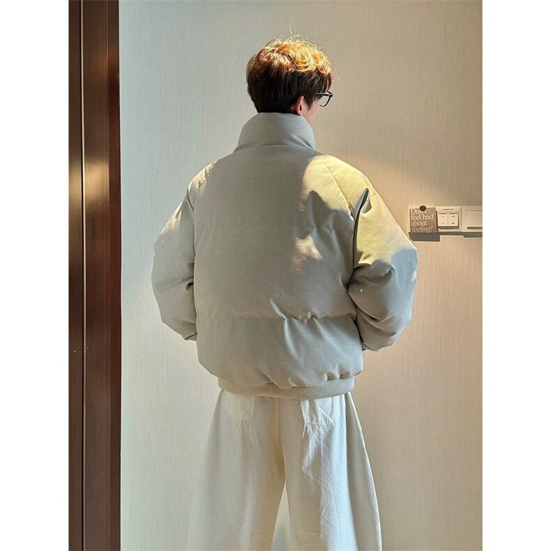 网图慎用【帆布皮】冬季立体纹理感立领棉服男百搭简约休,男装棉衣,星座307A